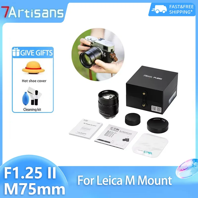 

Объектив 7artisans M75mm F1.25 II с полнокадровой матрицей, ручной фокусировкой и большой апертурой, с креплением M-Mount для Leica M6, M7, M8, M240, M10, M11, M60, M10-P, M3, M240P