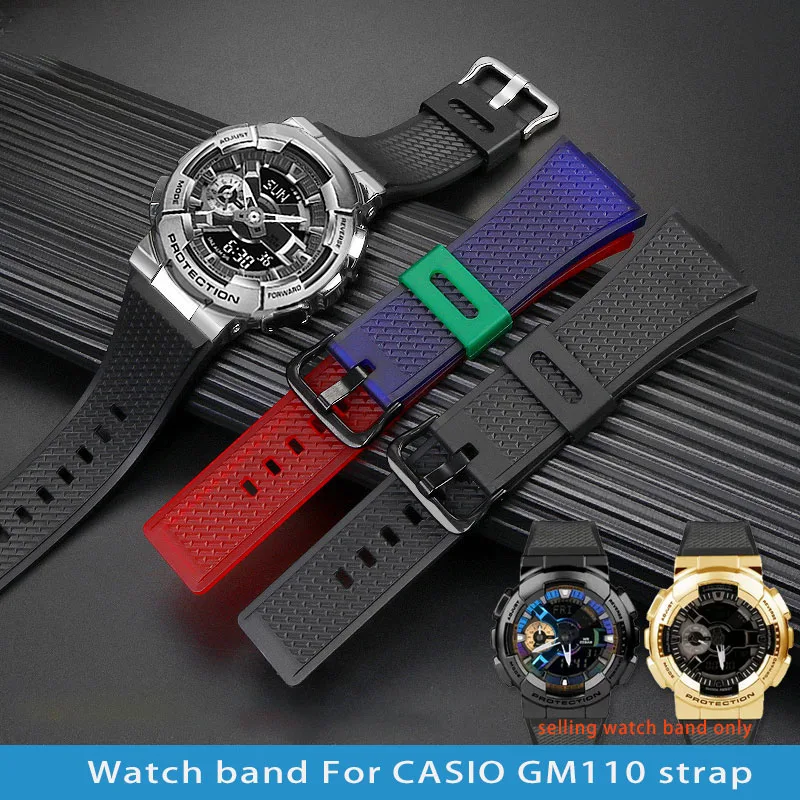 

Silicone watch band for CASIO GM110 strap G-Shock small steel gun GM-110 resin Sports wristband accessories men's bracelet 16mm