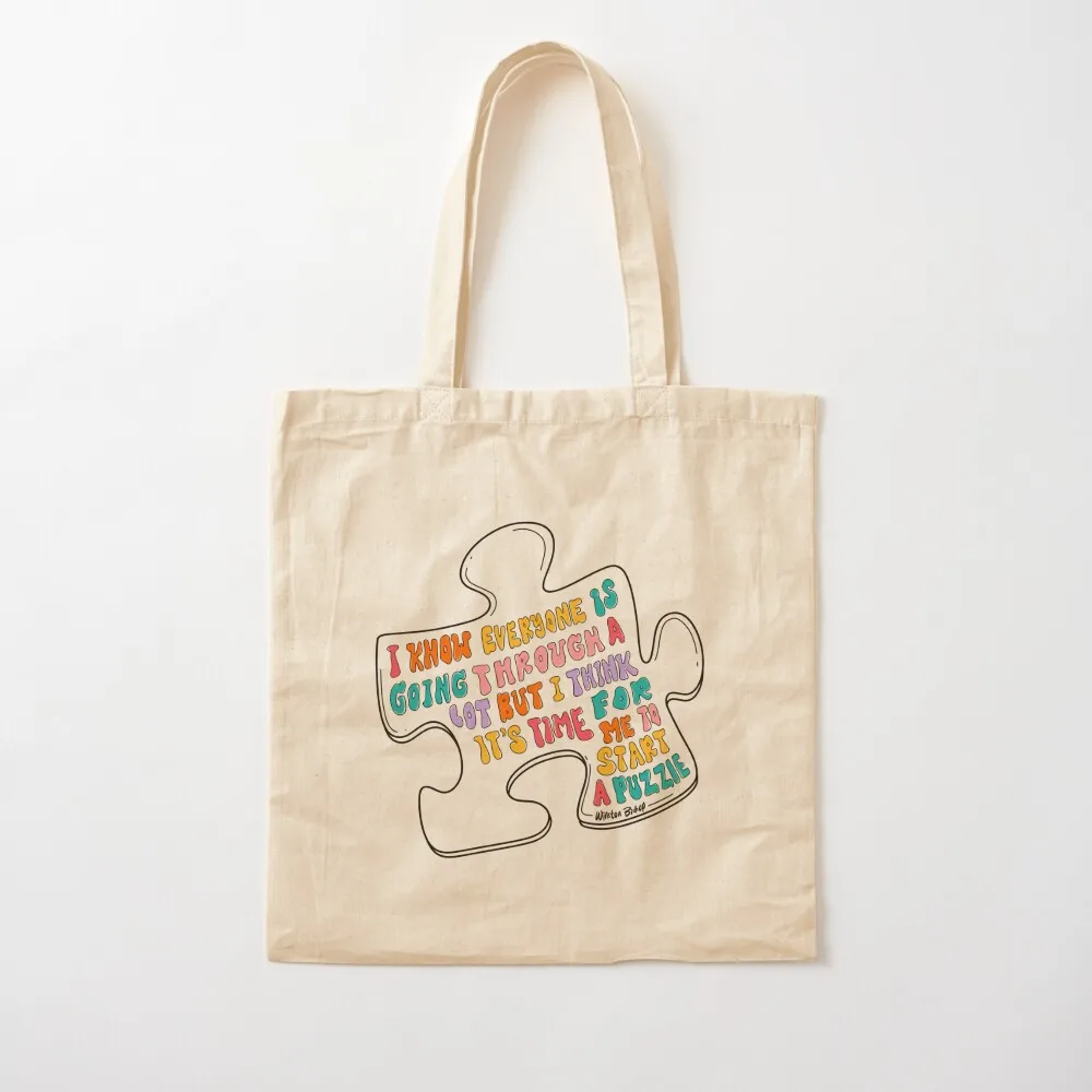 Colorful Winston puzzle Tote Bag hand bag shopper bag women canvas Women's handbag shopper bags for women