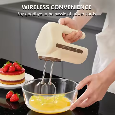 ONEKA Cordless Electric Handheld Mixer 5 Speed With Two Detachable Whisks For Kitchen Baking Starter Kit Gift Idea