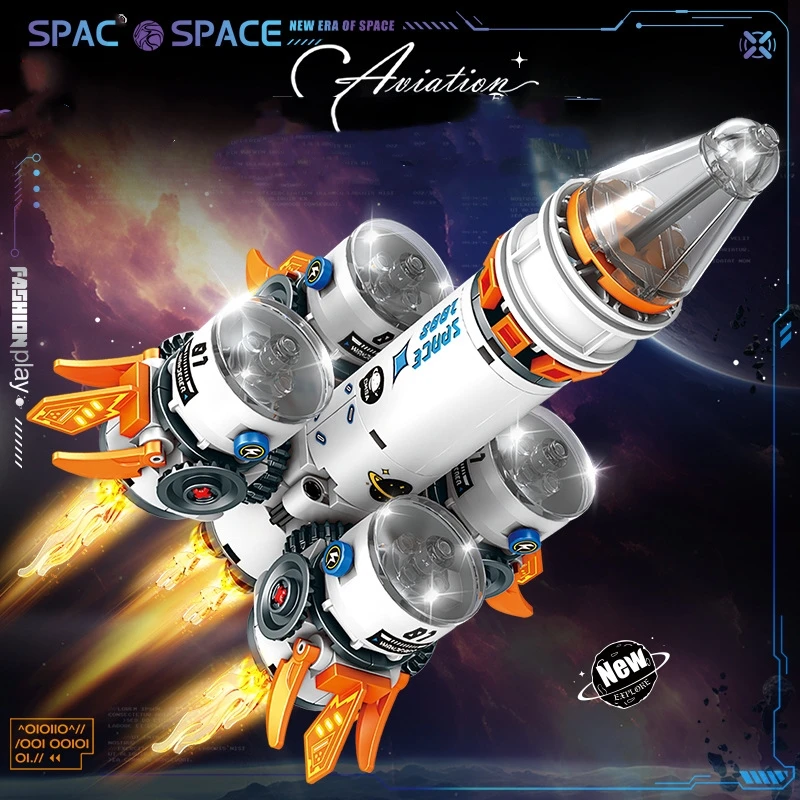 City Shuttle Satellite Rocket Building Blocks Space Station Saturn Astronaut Figure Man Bricks Set Gift for Boys