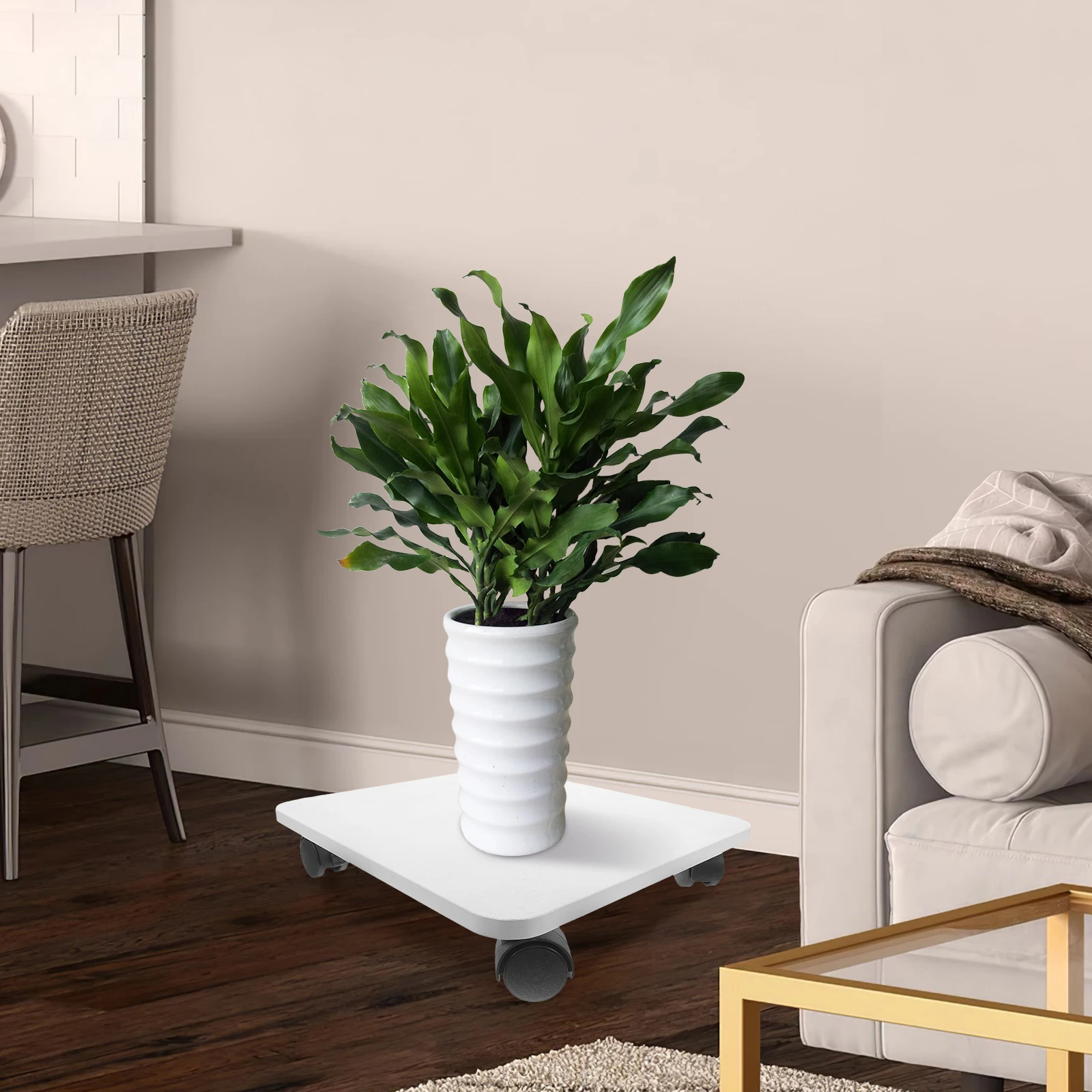 

Portable Plant Saucer Wheels Movable Flower Pot Trolley Rolling Garden Plate Rotating Turntable Drainage Tray Durable Plastic