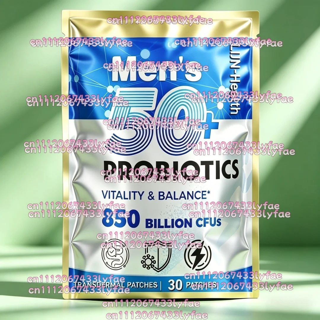 30 Patches Probiotics Transdermal Patches for Men, Advanced 50+ Mens Probiotic, Comprehensive Gut & Energy Support