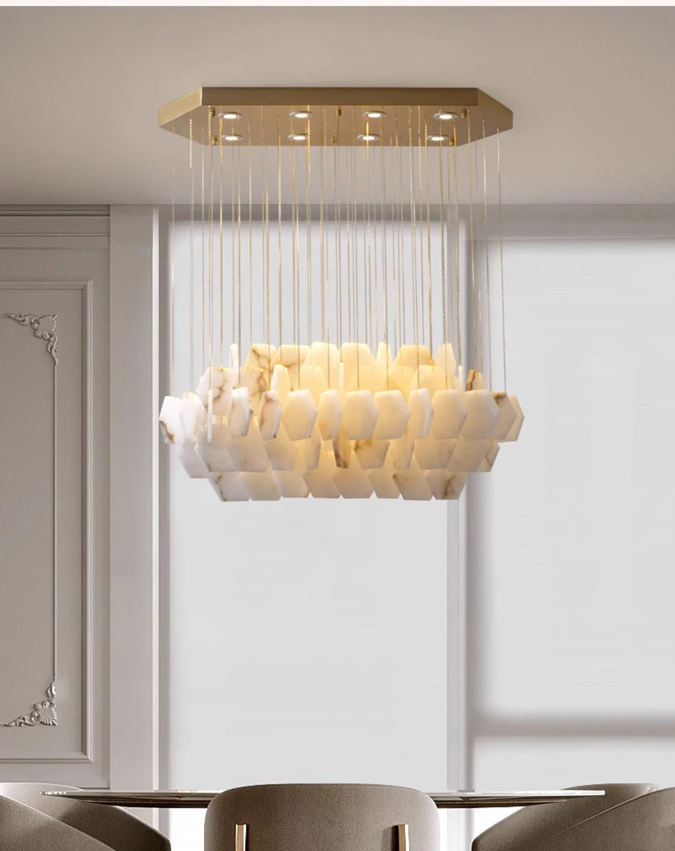 Art Design Marble Chandelier Modern Dining Lighting  Gold Living Room Decoration Led Lamp  Customized