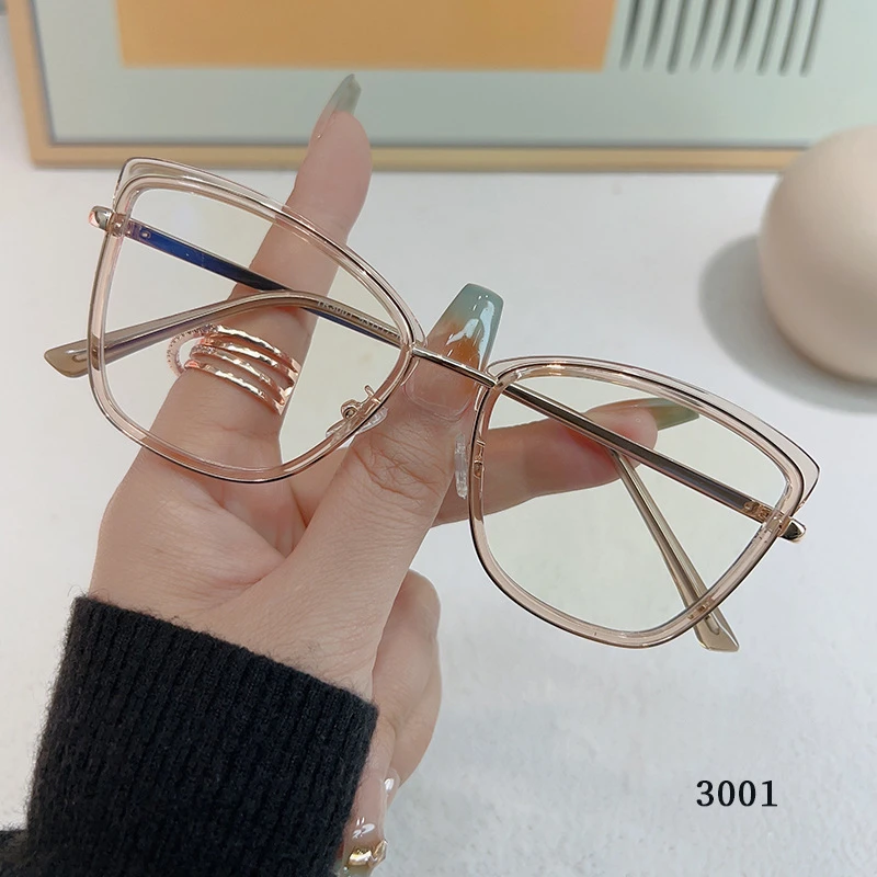 LOERHUNAR Neue Marke Design Retro Gelee Farbverlauf Cat Eye Metall Rahmen Photochrome Anti Blau Licht Computer Frauen Lesebrille 0 ~ + 6 3