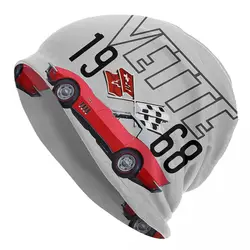 1968 Red Corvette C3 Convertible Classic Car Warm Knitted Cap Fashion Bonnet Hat Autumn Winter Beanies Hats for Men Women Adult
