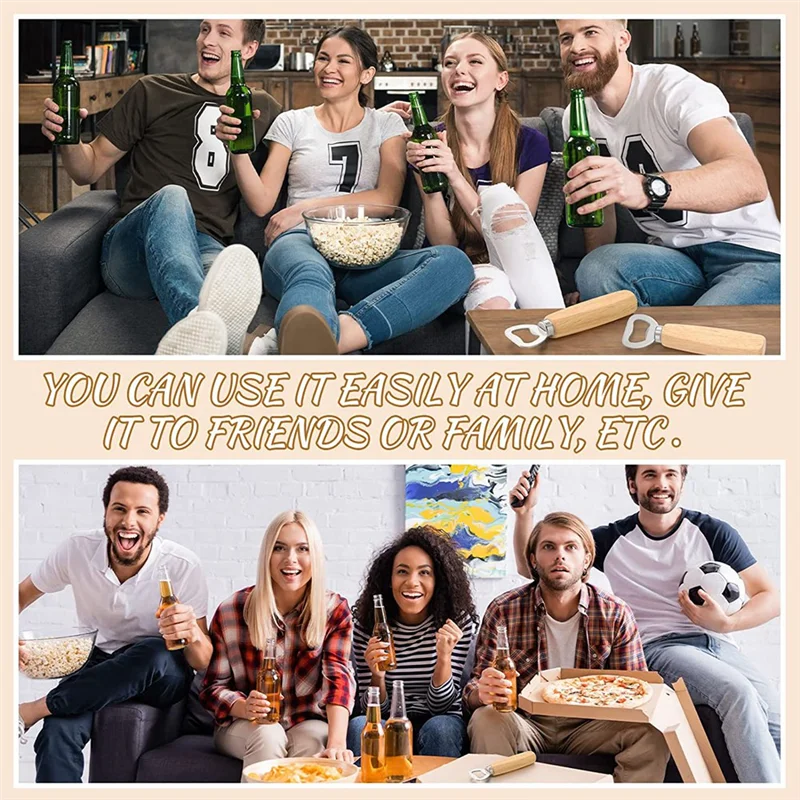 A59E-ที่เปิดขวดสแตนเลสที่เปิดขวดที่เปิดขวดเบียร์พร้อมที่จับไม้ DIY