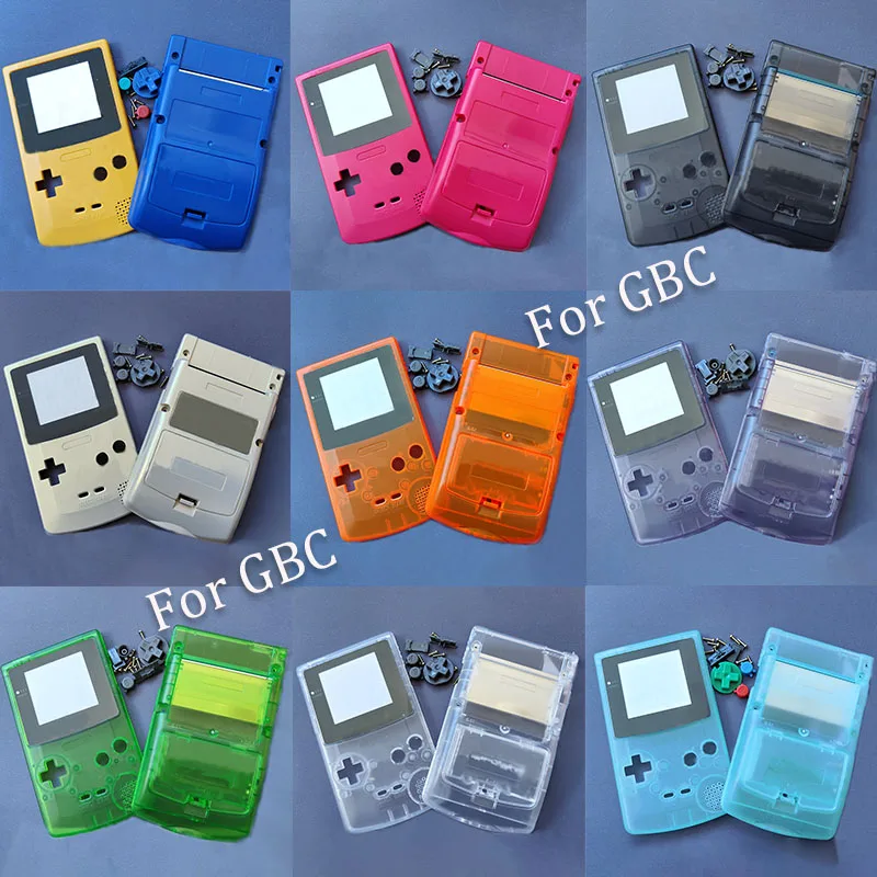 مجموعة واحدة لوحدة التحكم في الألعاب Gameboy Color GBC الكلاسيكية غطاء غلاف بلاستيكي مع زر مسامير
