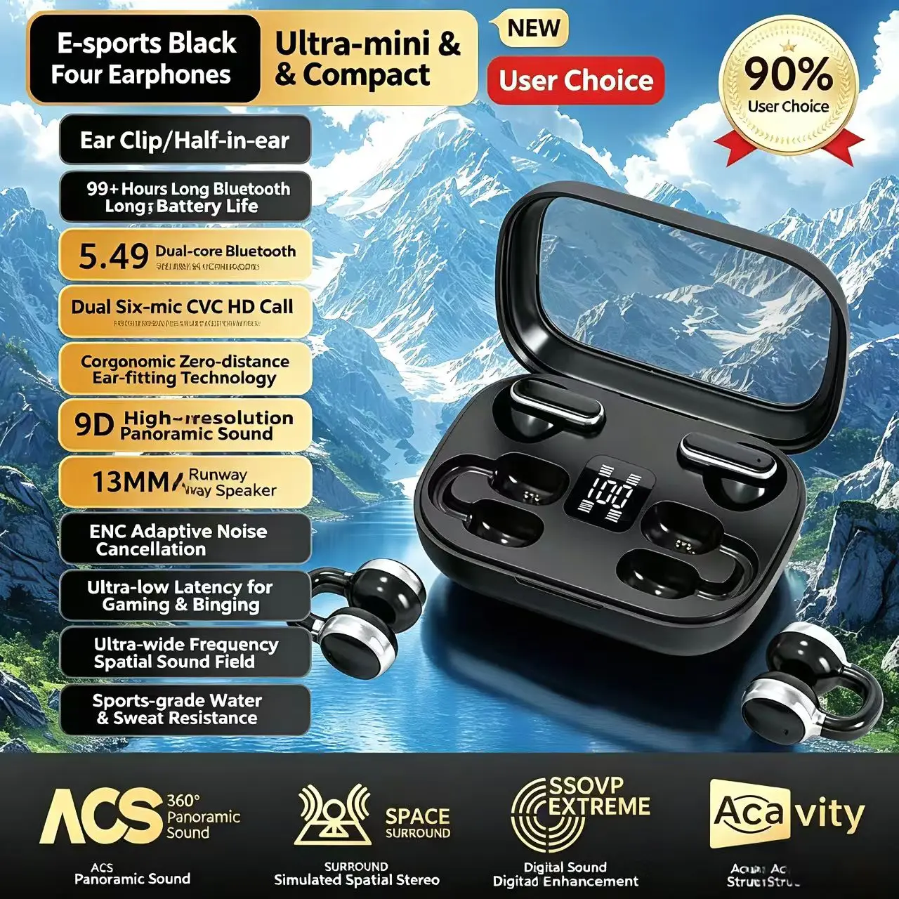 

Q10 Wireless Bluetooth In Ear or Ear Clip Earphones Dual Bluetooth Earphones Long Range Noise Reduction Sports Music Earphones