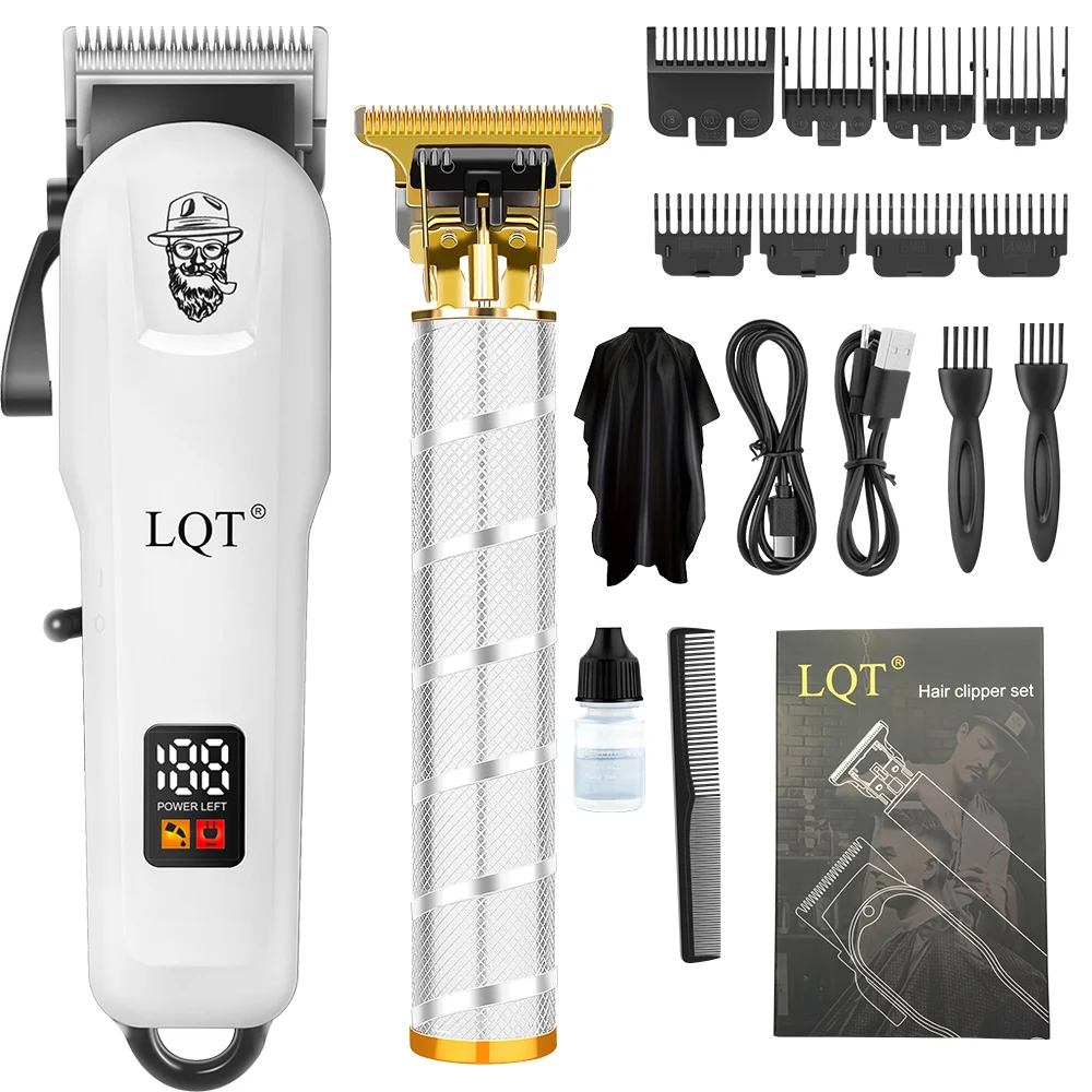 Professional Hair Clipper and Trimmer Set Men Electric Razor Shavers Beard Trimmer Rechargeable Barber Clippers Haircut Kit