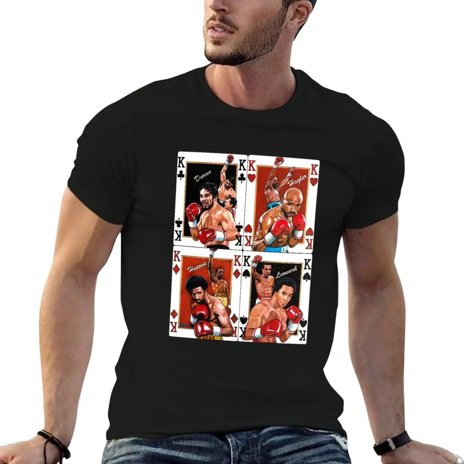 Four Kings Duran, Hagler, Hearns, Leonard T-Shirt customs anime clothes t shirt men 100℅ cotton