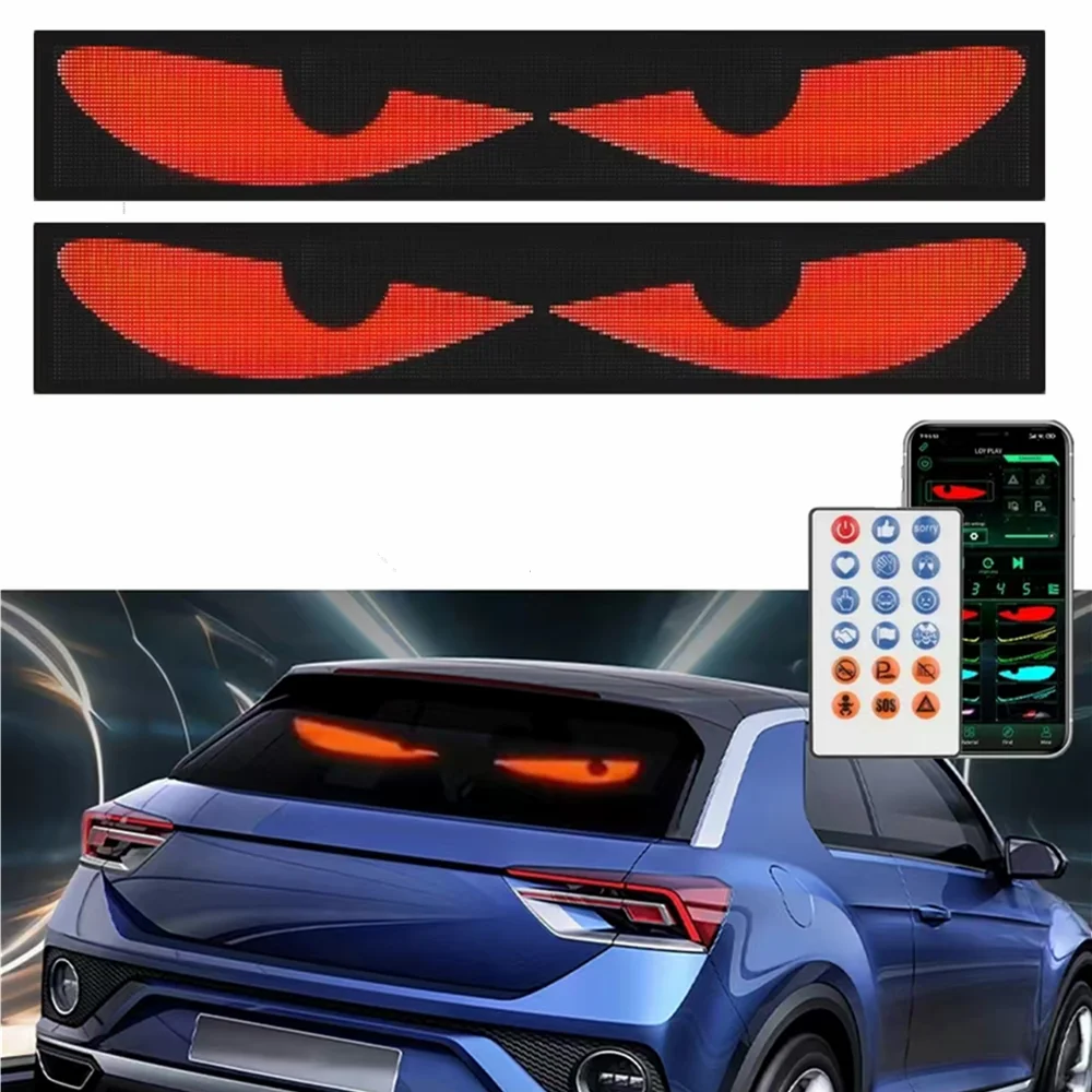 2PCS Glowing Car Eyes Light LED Windshield Matrix Screen Devil Eyes Light Wireless Remote Control Eyes LED Lamp for taxi Truck