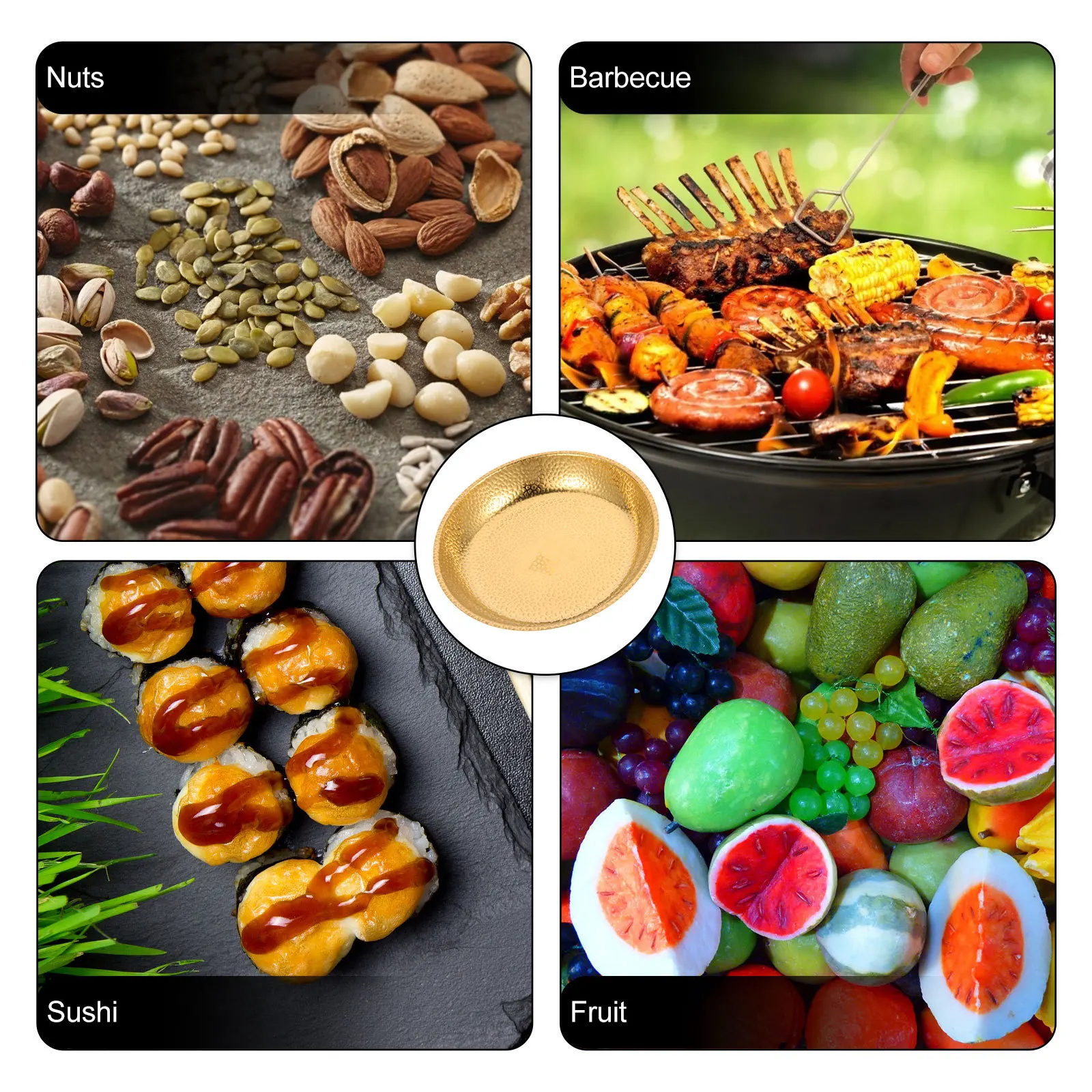 

Stainless Steel Round Plate Vintage Metal Dish For Camping Picnic Sushi Roast Meat Silver Dinnerware Reusable Dishwasher