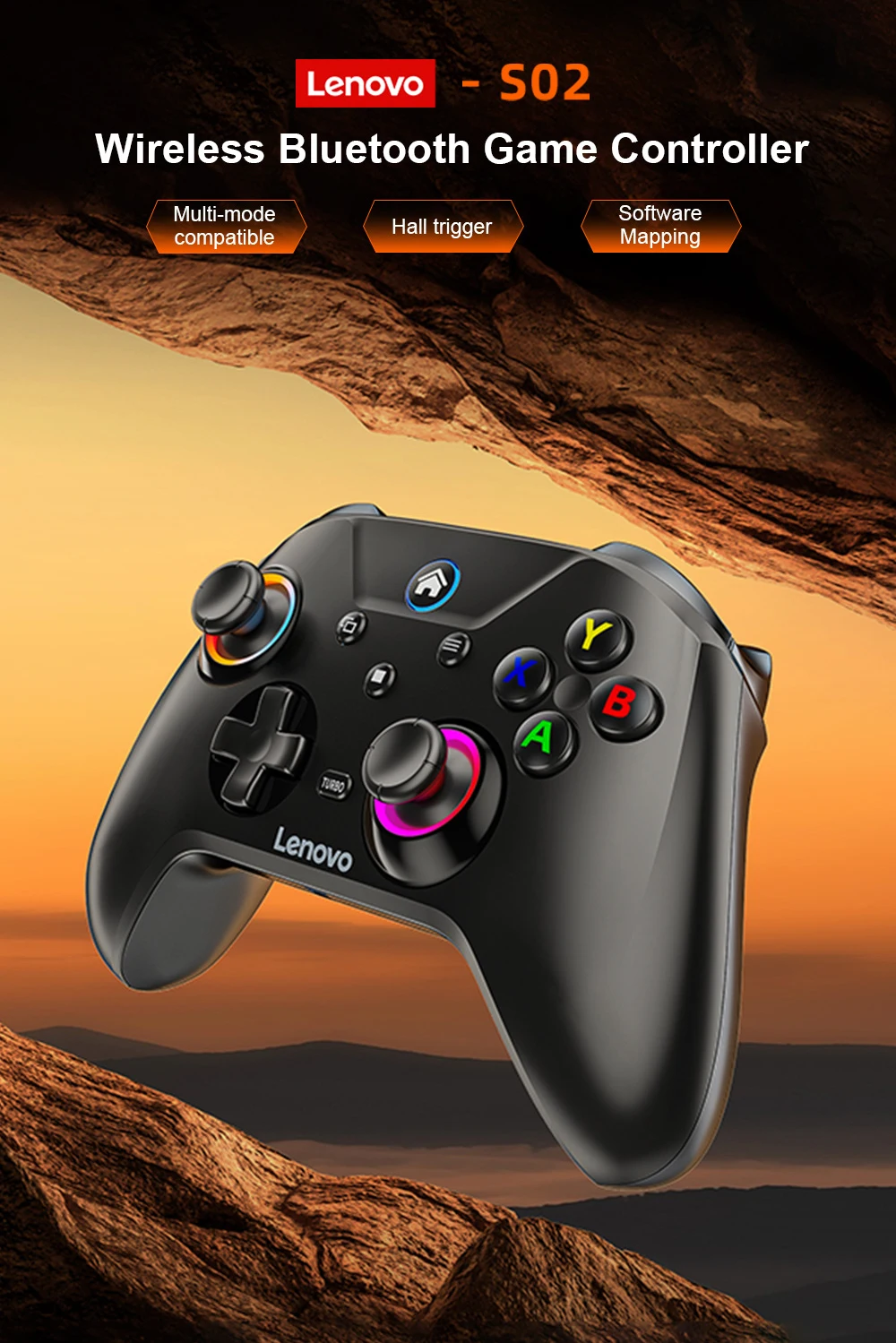 Lenovo S02 Kabelloser Bluetooth-Gaming-Controller, Dual Hall Trigger Wireless Gamepad, für Switch, PC, Android, IOS, TV – Detail 1