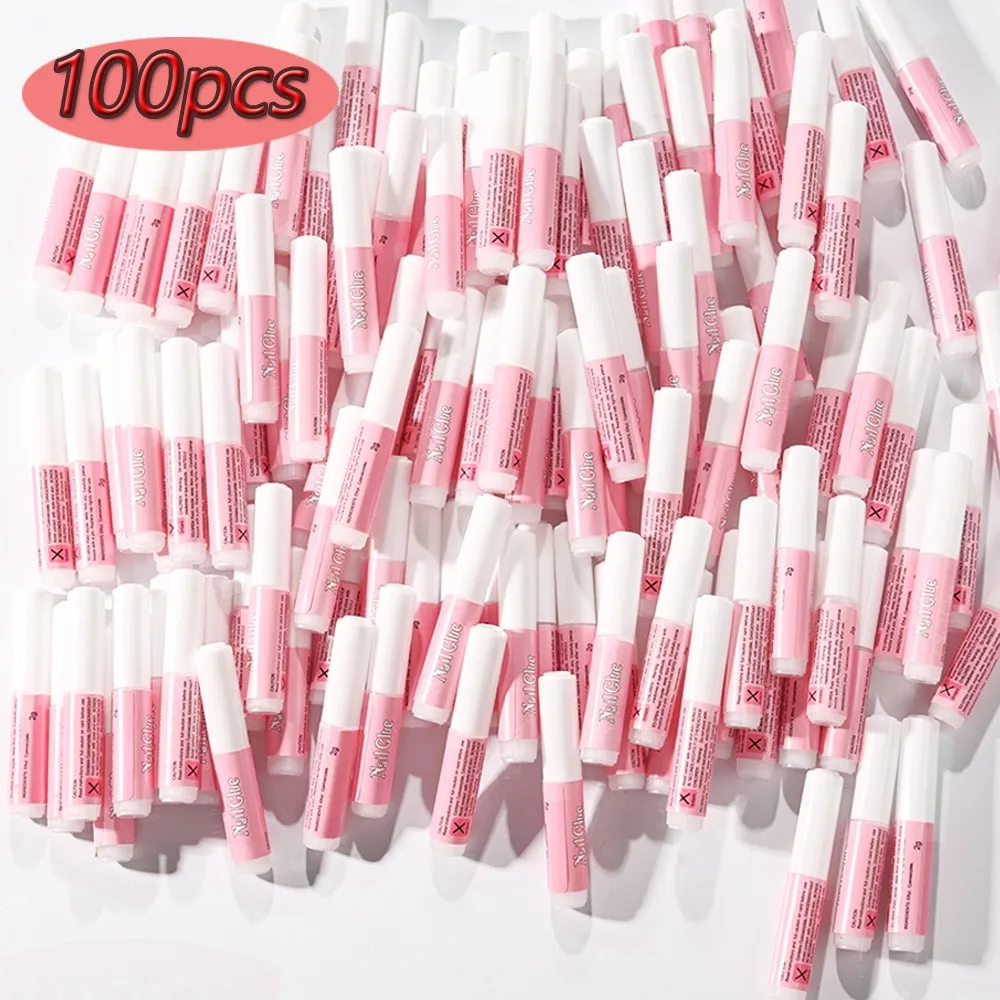 100/50PCS Mini Nail Glue for Acrylic Nail Tips Fast Drying Super Adhesive Rhinestone Bond Glue Long Lasting Liquid Glue (2g/pcs)