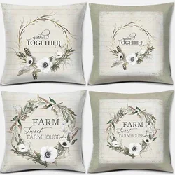 Bohemian White Flowers Print Square Pillowcase Home Decor Car Sofa Cushion Cover 40x40cm