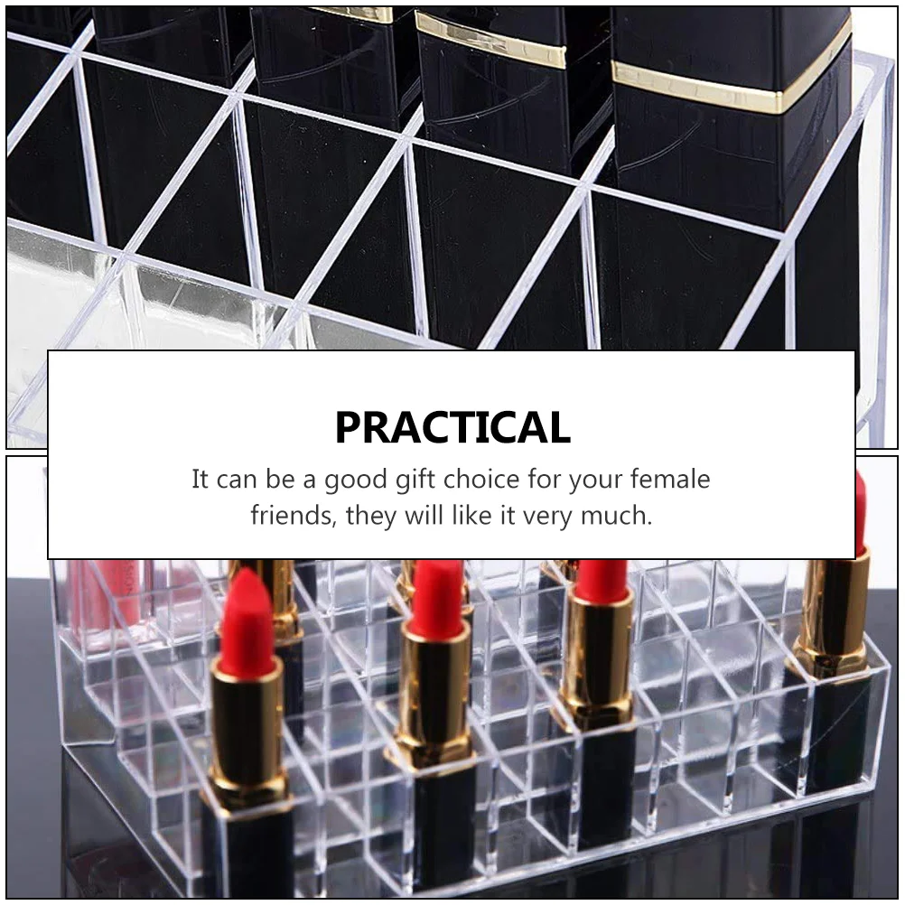 40 -Slot Grid Lipstick Stand Rack Organizer Nail Polish Gloss Storage Plastic 40-grid Clear Holder