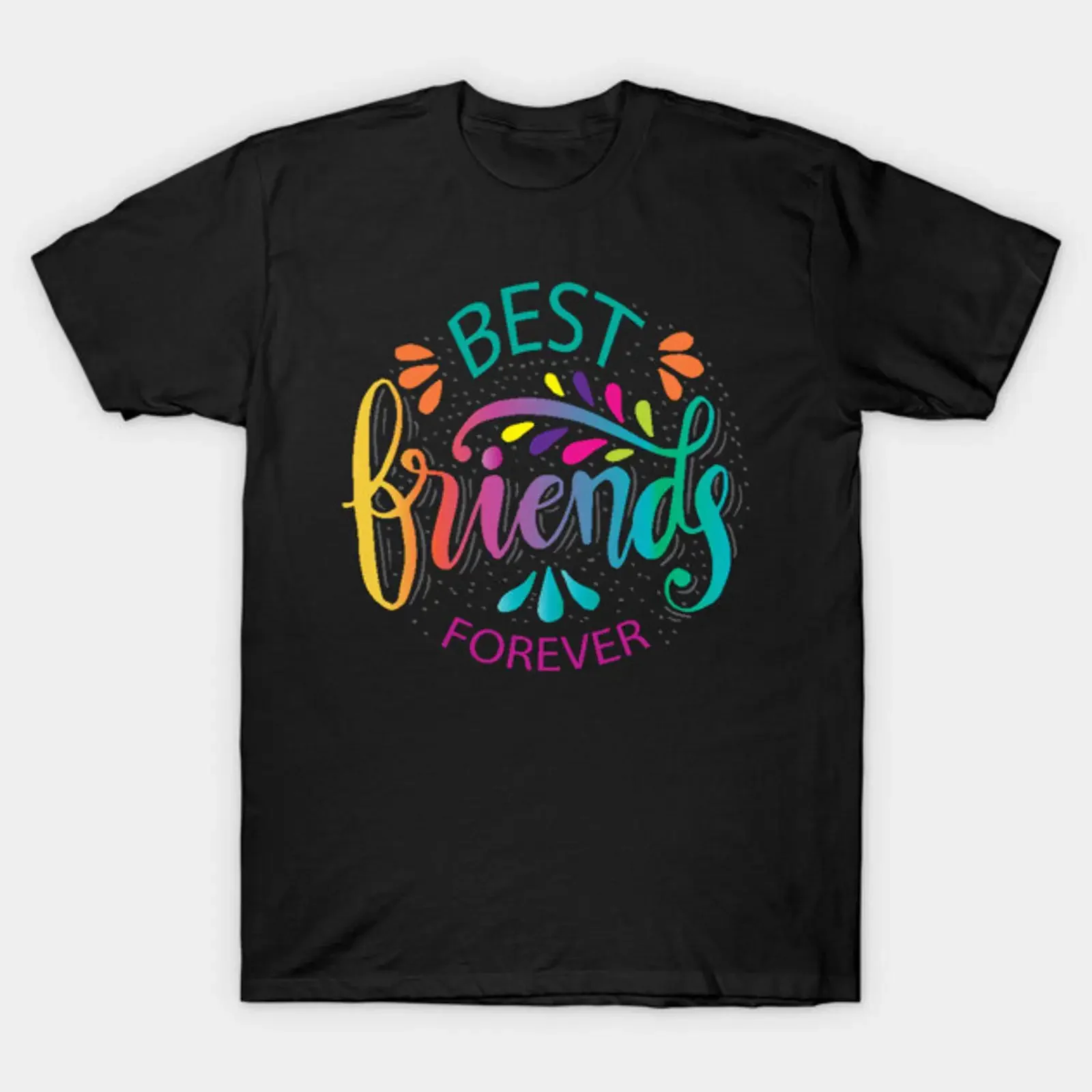 Best friends forever Hand lettering T Shirt vintage Washed Comfortable fashion Stylish Stretched graphic homme Breathable