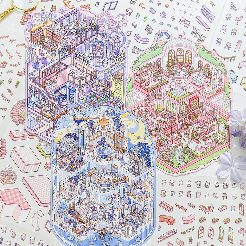 

Kawaii ﻿ ﻿ ﻿ Art Castle3D Cabin Scene Stickers Landscape Stickers DIY Pocket Cabin Scene Festival HolidayChildren gifts