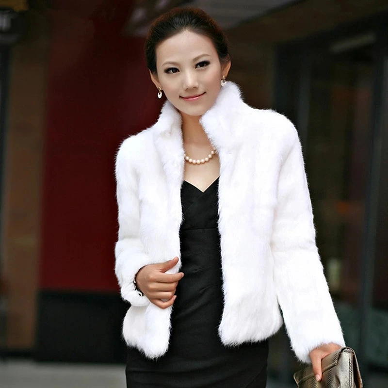 Women's Real Rabbit Fur Coat Fluffy Plush Coats New Autumn And Winter Ladies Long Sleeve Special Woman Clothing Overcoat Female