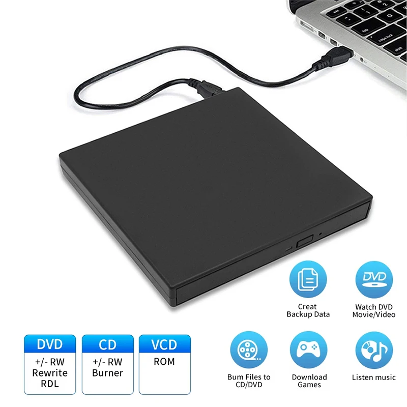 

USB 3.0 External CD Burner Optical Drive CD DVD-ROM Burner Player Writer Reader Player Portable DVD Recorder For Laptop Computer