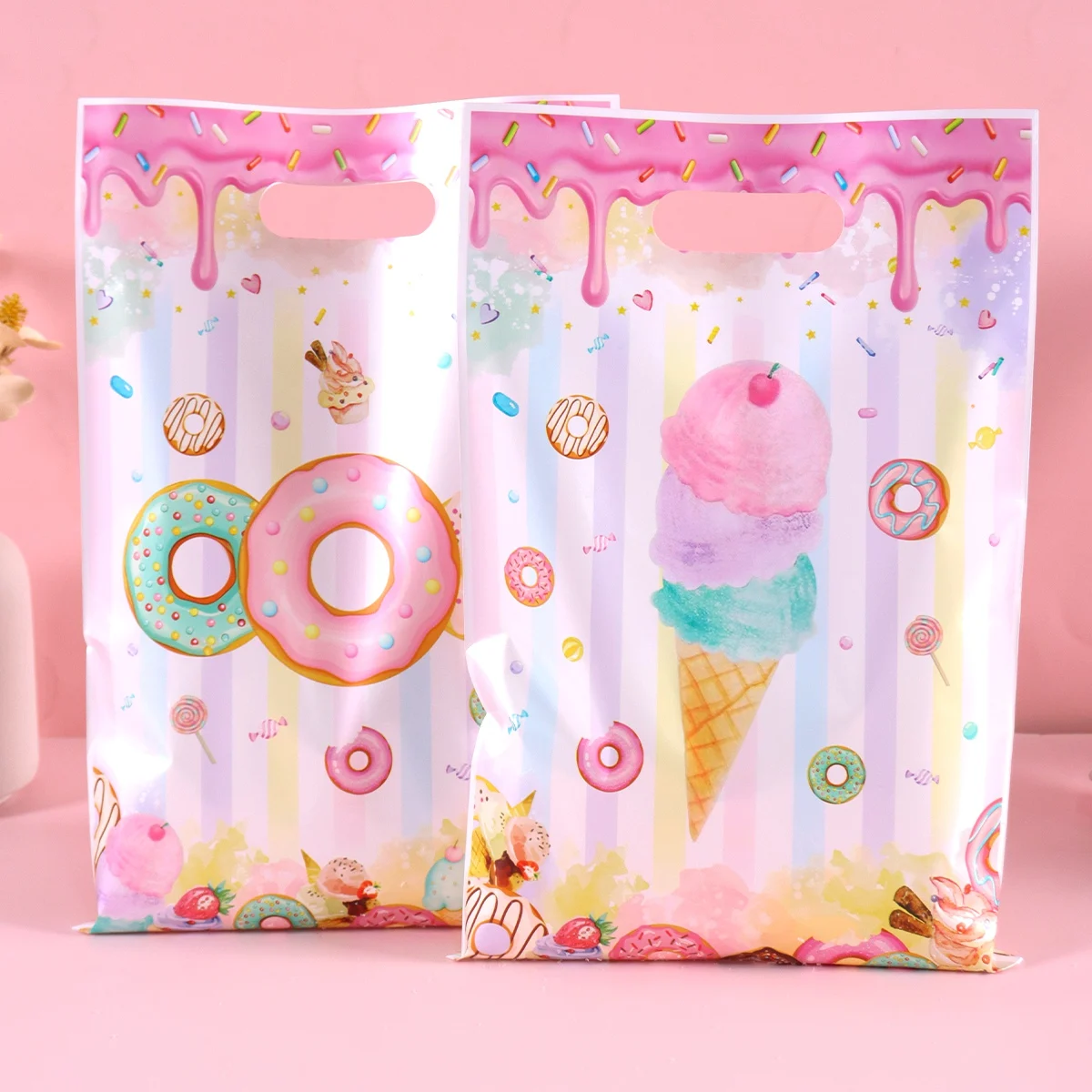 10/20/50 Stück Donut-Geschenktüten Süßigkeiten-Verpackungsbeutel Donut-Thema 1. Geburtstag Party-Deko Süßigkeiten Festliche Partyzubehör – Detail 3