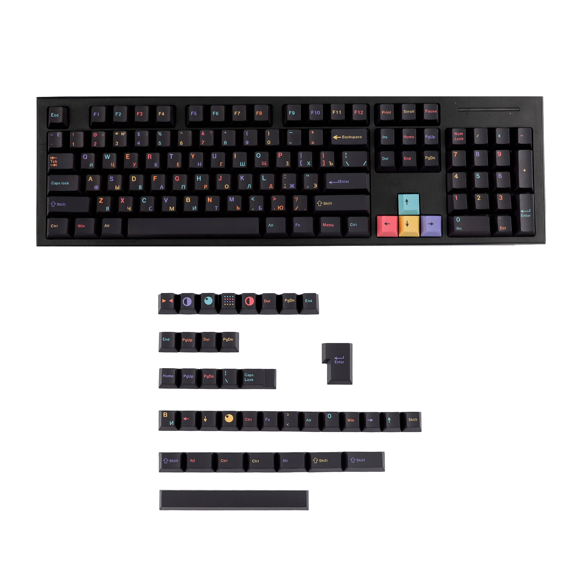 YMDK 143 Keys Underworlds Theme Russian Cherry Profile Dye Sub Top Print PBT Keycap For MX Mechanical Keyboards