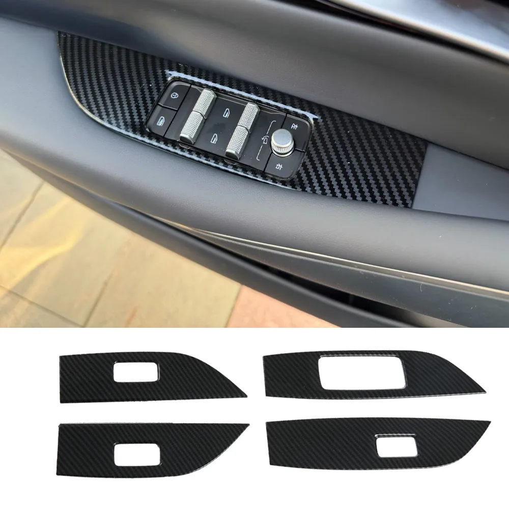 

For Geely EX5 2025 Car Windows Control Panel Cover Accessories Carbon Fiber Inner Armrest Frame Stickers Styling Trim 4pcs