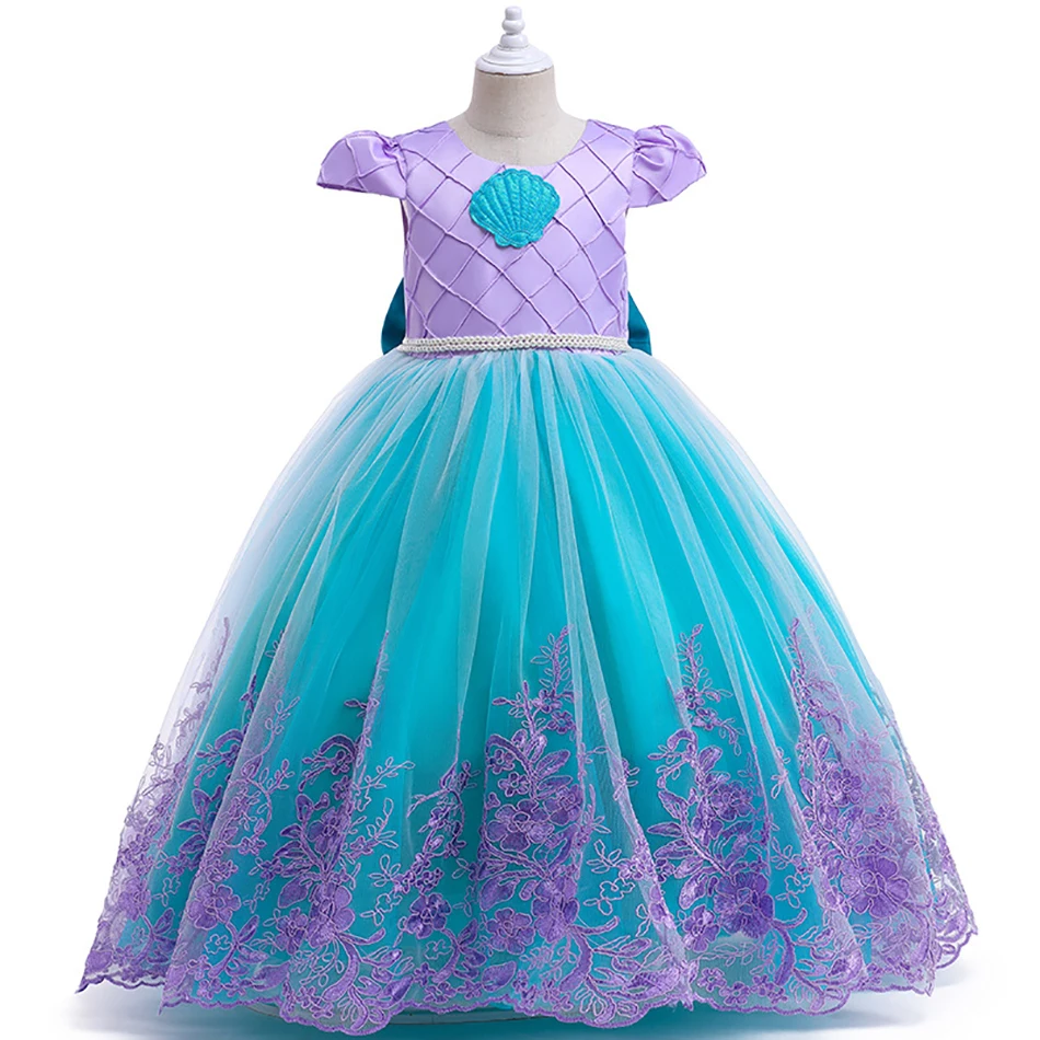 Baby Girl Embroidery Mermaid Dress Kids Princess Ariel Cosplay Costume Girl Birthday Party Christmas Costumes for 2-10 Years