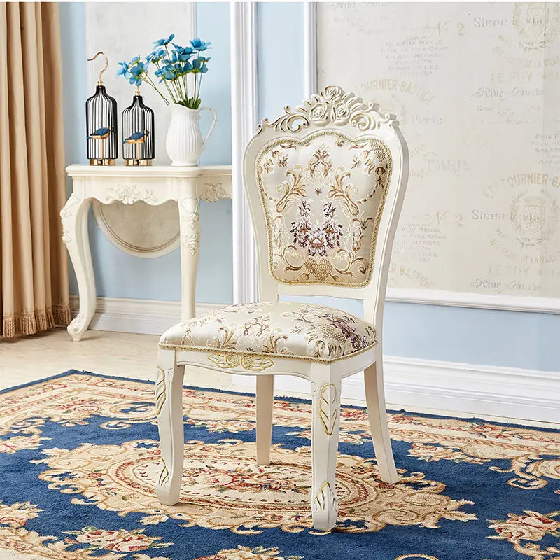 

European Adult Chair Back Romantic Design Modern Hotel Vanity Luxury Chair Comfortable Unusual Gaming Cream Wind Silla Furniture