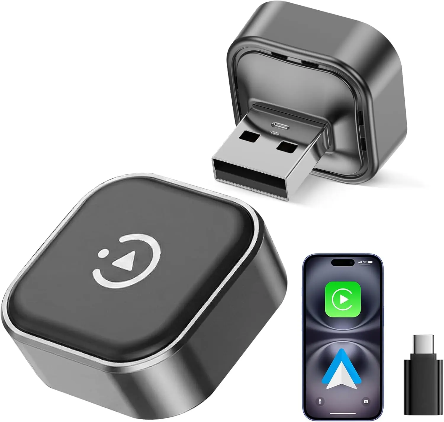 2026 2-in-1 Wireless CarPlay & Android Auto Adapter, Ultra Mini Dongle Converts Wired to Wireless Plug & Play Stick for Cars