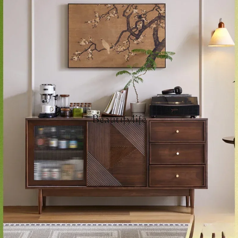 

New Arrivals Nordic retro solid wood dining side cabinet modern simple medieval coffee and tea storage cabinetss 7304