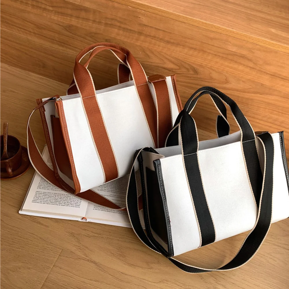 

Fashion Canvas Tote Bag INS Style Large Capacity Handheld Shoulder Crossbody Bag For Women Waterproof Commute Daily Use Storage