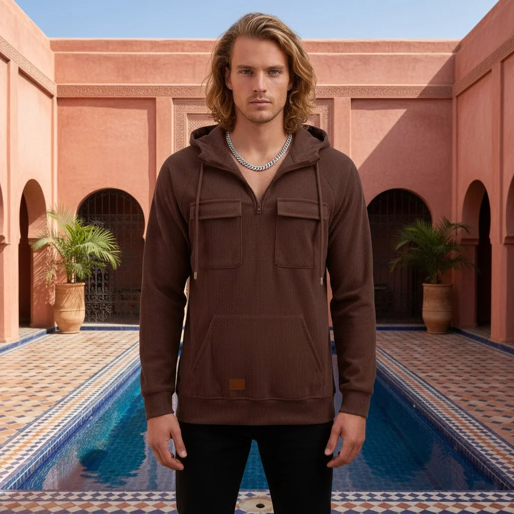 Men's Spring Autumn Hoodie Casual Street Wear Sweatshirt Multi Color Multi Size Outdoor Fashion Short Zipper Tops