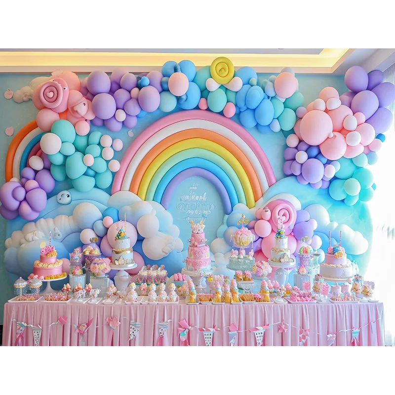 Baby Shower Decoration Birthday Party Photography Backdrops Props Balloons Arch Children Newborn Photo Studio Background BS-05