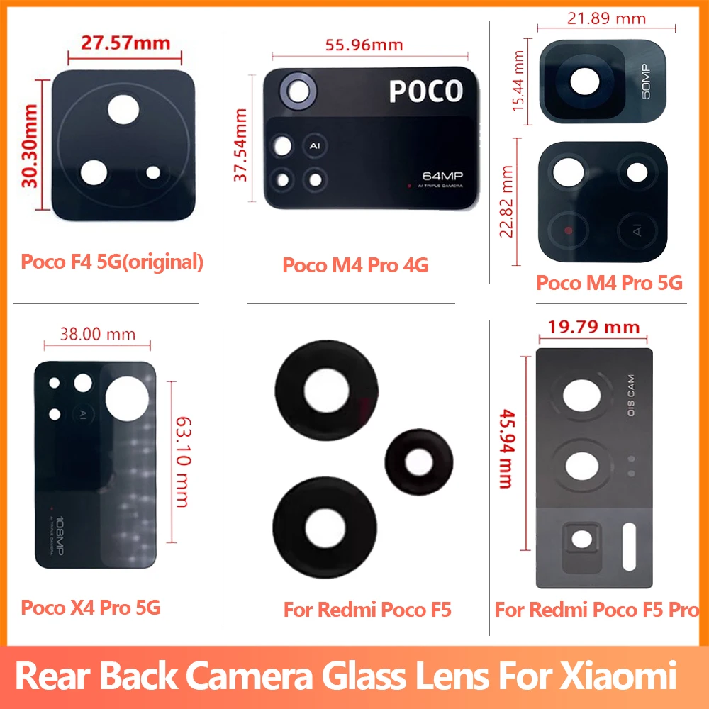 

2 Pcs For Xiaomi Mi Poco F3 X3 X4 M4 M3 NFC F2 Pro F1 F4 4G 5G Replacement Parts Rear Back Camera Glass Lens Cover