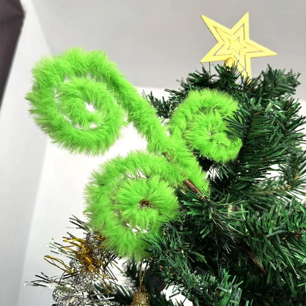 Christmas Tree Ornaments Green Furry Spiral Curly Stem Christmas Tree Topper Picks for Wreaths Floral Arrangements Holiday Decor