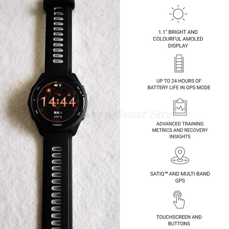 ساعة Garmin Forerunner 265 الرياضية الخارجية ونظام تحديد المواقع والجري واللياقة البدنية والماراثون والسباحة ومراقبة معدل ضربات القلب والأكسجين في الدم