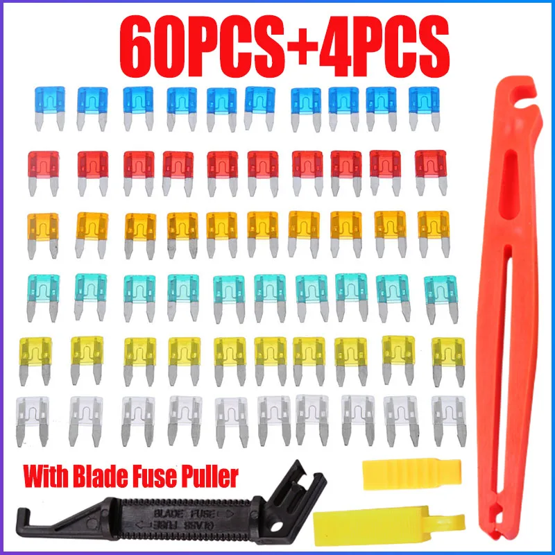 

60pcs Auto Car Truck Mini Fuse Blade 5A 10A 15A 20A 25A 30A Mixed Kit Fuse Set Assortment Cars Safety Blade Fuses Accessories
