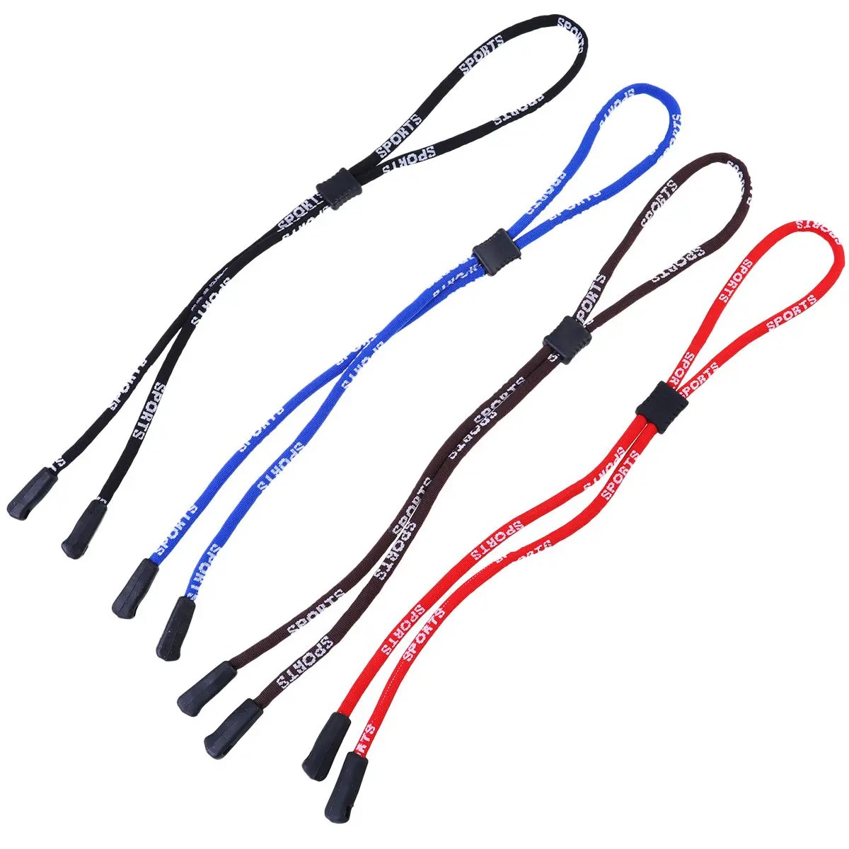 

4Pcs Sports Glasses Rope Eye Glasses Rope Adjustable Non-Slip Eyewear Strap Portable Outdoor Daily Use Red Blue Black Brown