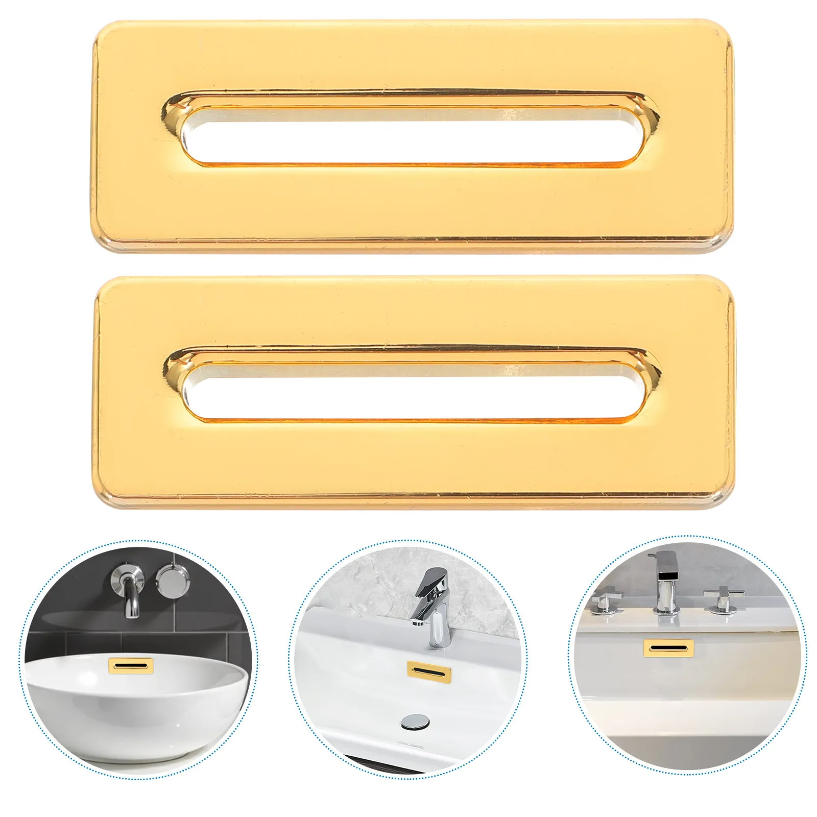

5Pcs Sink Overflow Drain Covers Rectangle Metal Basin Overflow Caps Bathroom Vanity Washbasin Hole Cover Accessories 2x0.8x0.75
