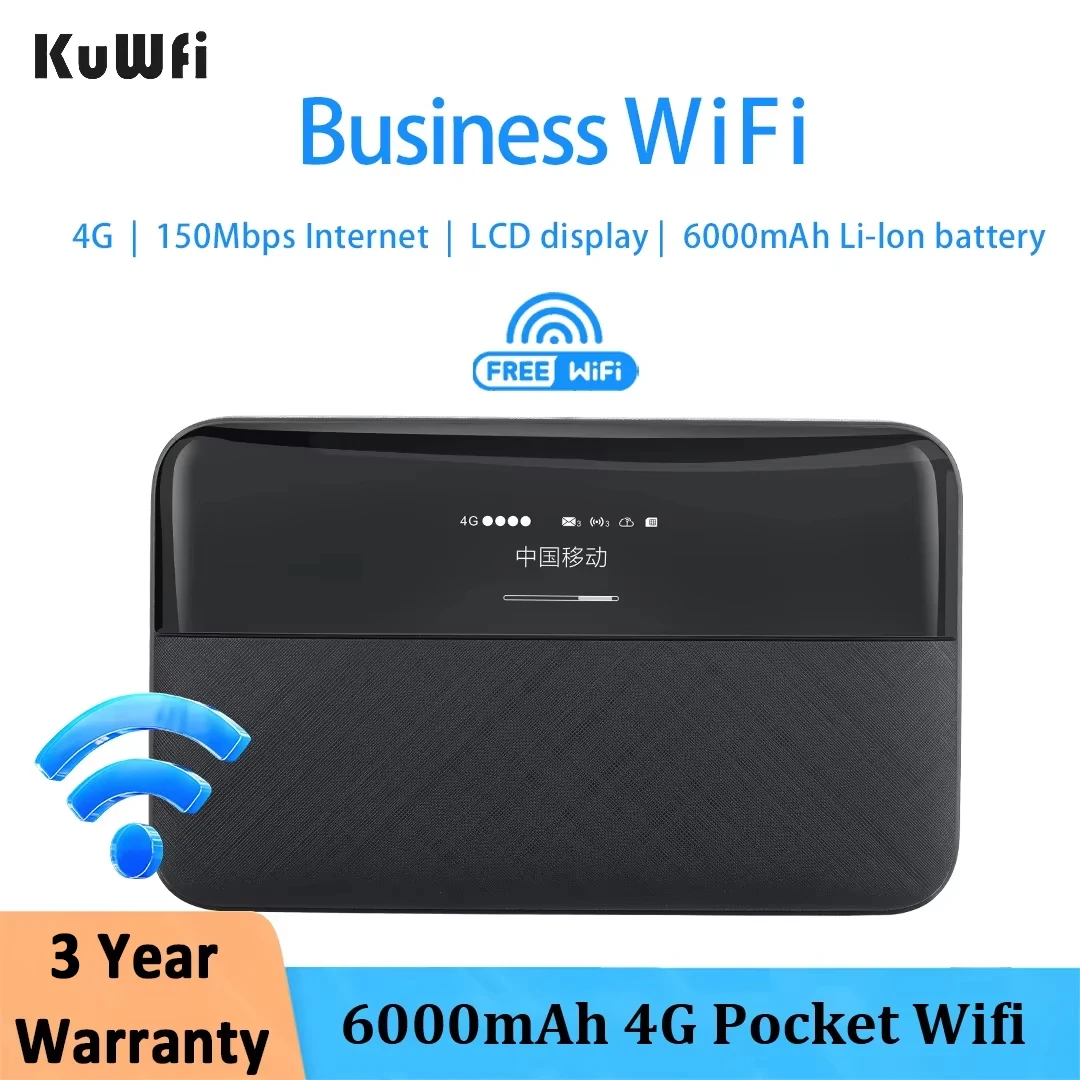 KuWfi-enrutador Wifi 4G de 6000mAh, punto de acceso exterior de 300Mbps, enrutador Wifi LTE de bolsillo, módem portátil, ranura para tarjeta Sim,