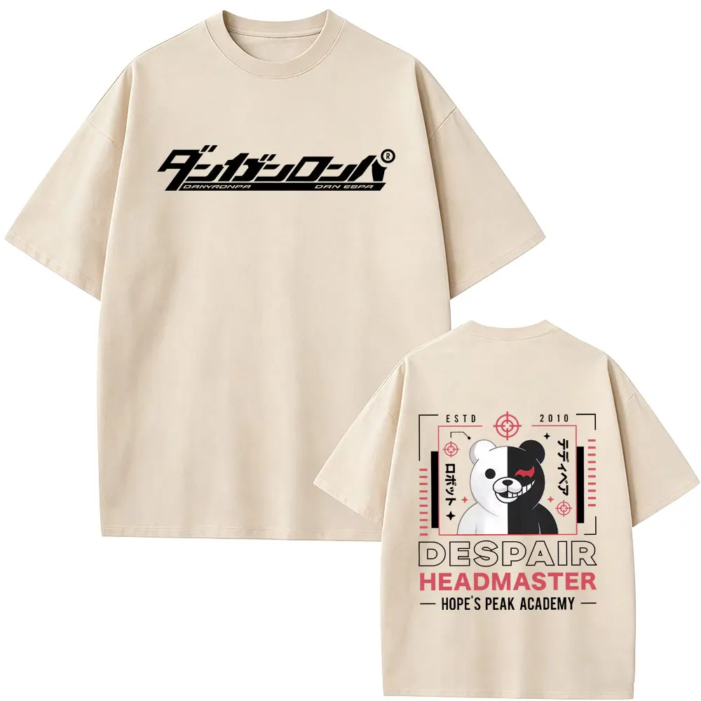 Japanese Anime Danganronpa Despair Headmaster Monokuma Merch T-shirt Men's Women Clothing Manga Oversized T Shirts Streetwear