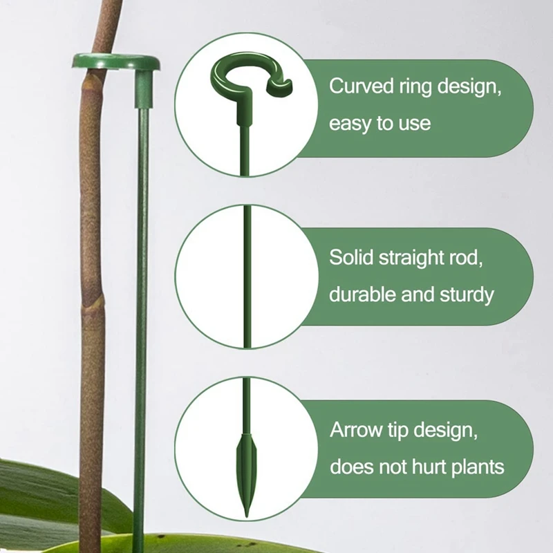 30 Pcs Plastic Plant Support Rod With 30 Pcs Plant Clips Garden Floral Flower Support Single Stem Support Stake