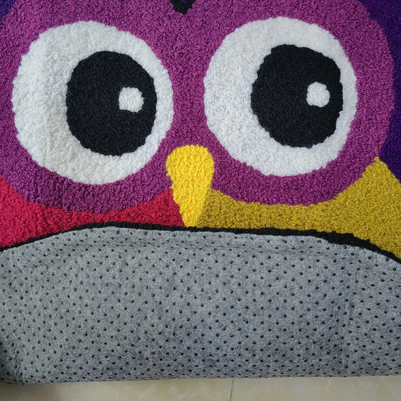 Cartoon Owl Rug Irregular Shape Kids Bedroom Decor Animal Oval Carpets Child Play Pad Living Room Plush Anti-slip Washable Mat