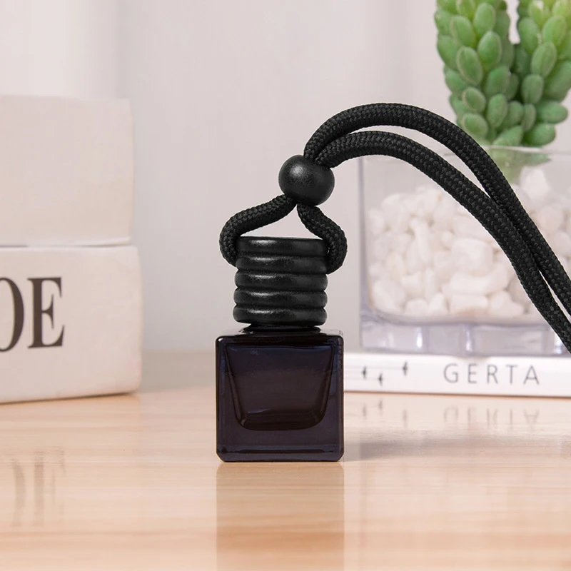 1Psc Black Cap Dyed Square Cap Empty Bottle Car Essential Oil Diffuser Fragrance Air Freshener Scent Perfume Bottle Ornament