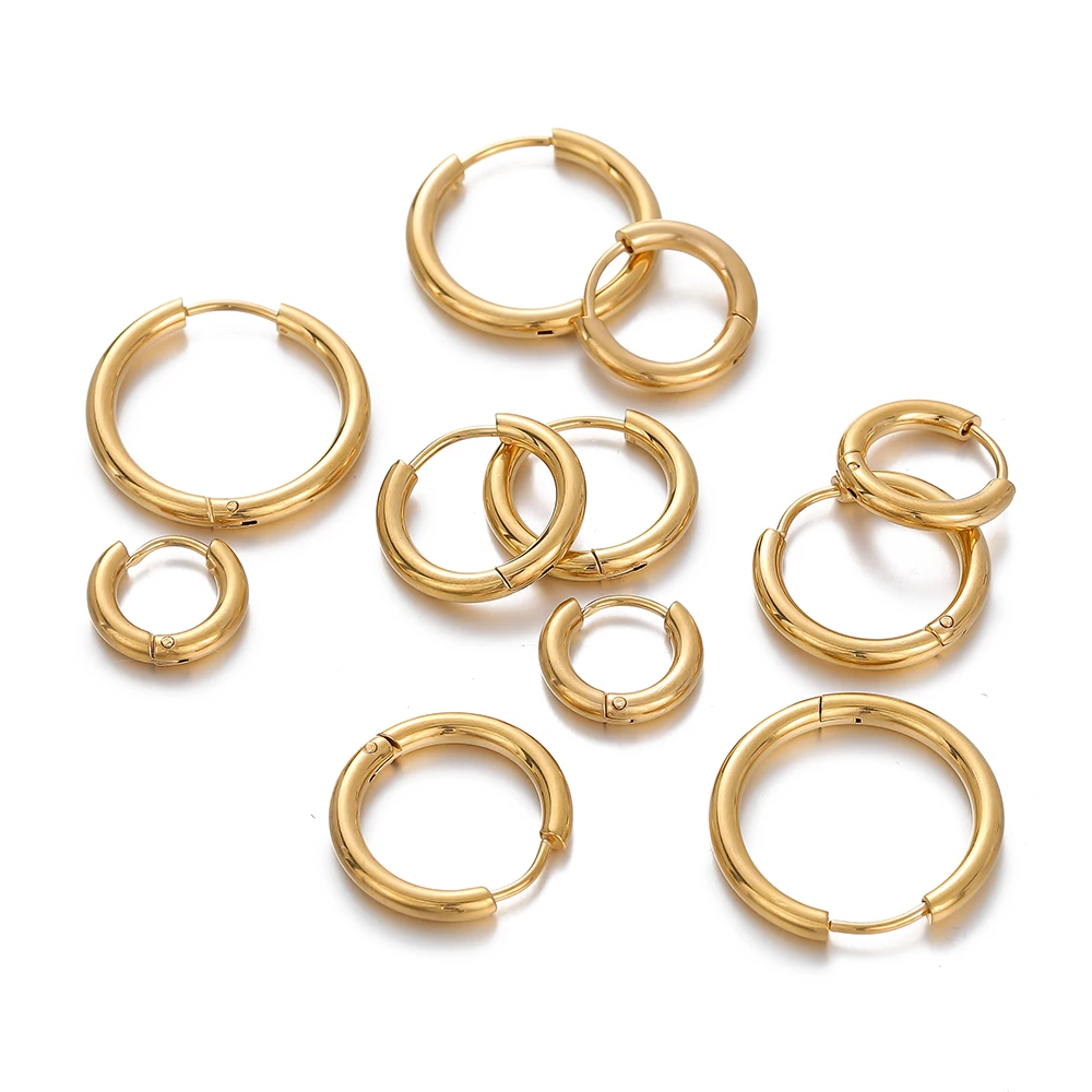 10pcs Stainless Steel Small Hoop Earring Piercing Ear Cartilage 8-18mm Women Round Circle Pendant for DIY Earring Jewelry Making image 3