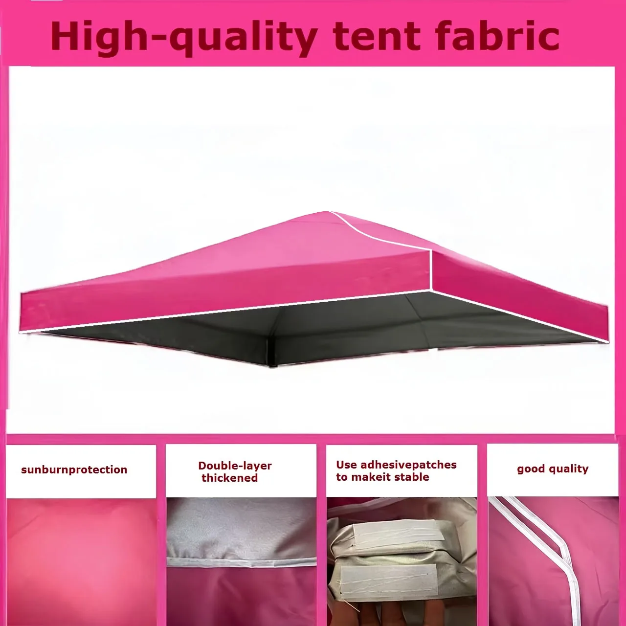 A Single Piece of Rose-Red Outdoor Replacement Tarp, Made of Thick Sun-Protective Fabric, Suitable for Pop-Up Tents, Easy to Install, Ideal for Sun Protection at Yard Camping Parties, Only the Tarp Without the Stand, Durable and Wind-Resistant.
