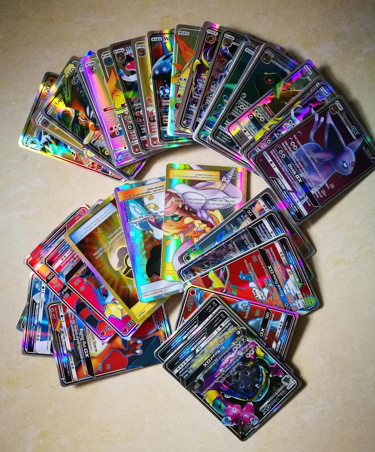 TAKARA  TOMY Card Toys Original Pokemon Card 120pcs GX Pokémon Cards With Pokemon 109 GX And 19 Trainer Cards Play