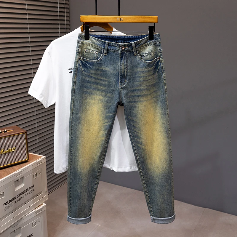 30-46 Oversized Jeans Men's Retro Vintage Color Fashion Street Casual All-Match Washed Loose plus Size Trousers